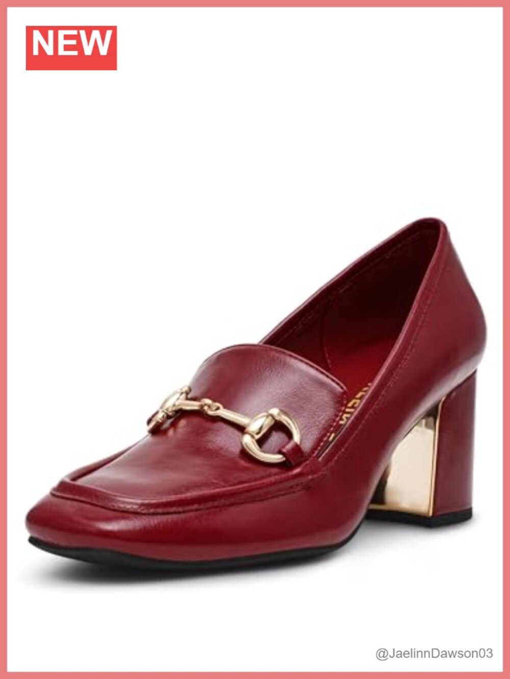 Anne Klein Tobi Leather Block Heel Pumps Slip-On Round Toe Women's Shoes